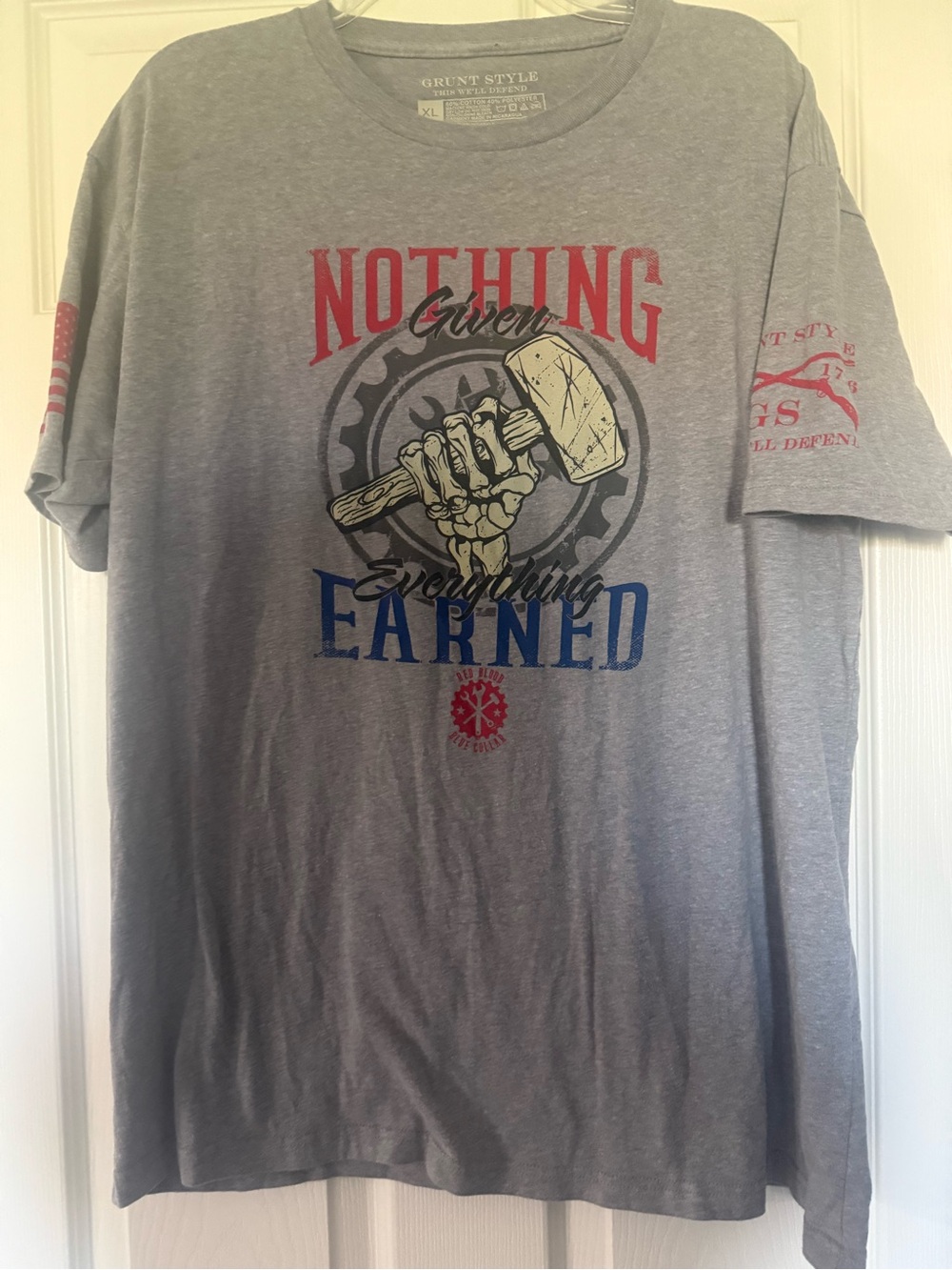 Grunt Style Gray Short Sleeve 'Nothing Given Everything Earned' Graphic Tee